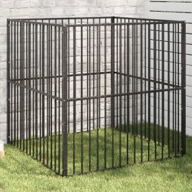 Dog Playpen Black Galvanized Steel 39.4 in x 39.4 in x 39.4 in