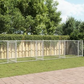 Dog Cage with Doors Gray 39.4'x6.6'x4.9'Galvanized Steel