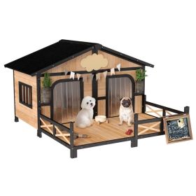 Dog House Outdoor, Wooden Dog Kennel Weatherproof With Porch, Openable Roof, Multiple Packages Shipped. Please Pay Attention To The Dimensions An (Option: Natural Wood Color)