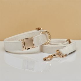 Multiple Colour Velvet Personalise Dog Collar Leash Set With Bow (Option: White set-S)