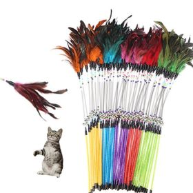 Spring bells, color beads, cat stick, feather cat stick, cat supplies, cat toys (Option: Random-1pc)