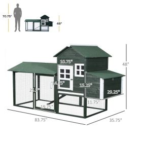 Wooden Chicken Coop, Hen House Outdoor With Run Nesting Box, Asphalt Roof, Removable Tray, Multiple Packages Shipped. Please Pay Attention To The (Option: Green)