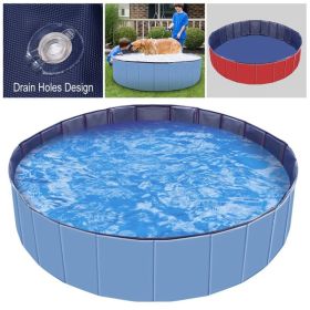 Foldable Pet Swimming Pool PVC Kiddie Baby Dog Swim Pool Bathing Tub Playmat Kids Pools (Option: Blue)